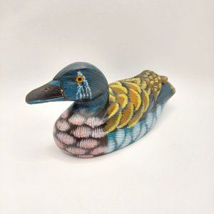 Vintage Hand Carved Wooden Duck Mallard Bird Figurine Statue Hand Painted